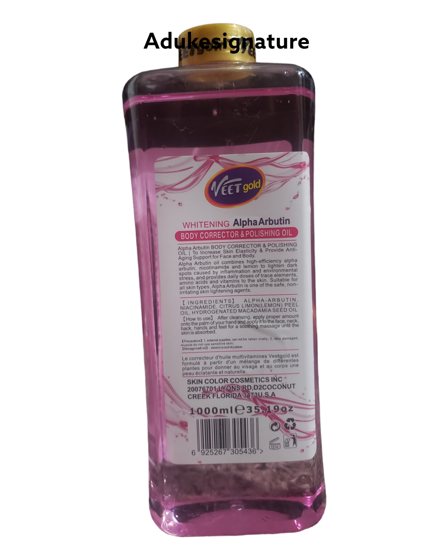 Veet gold alpha arbutin oil 1000ml