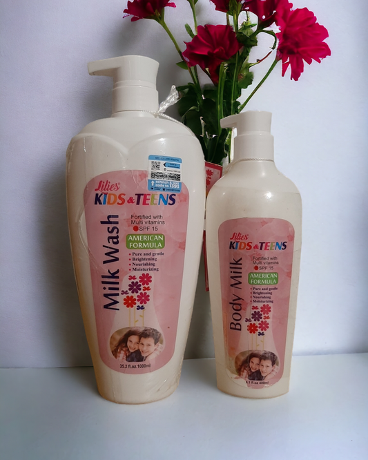 2 in 1 lilies kids and teens body milk, wash